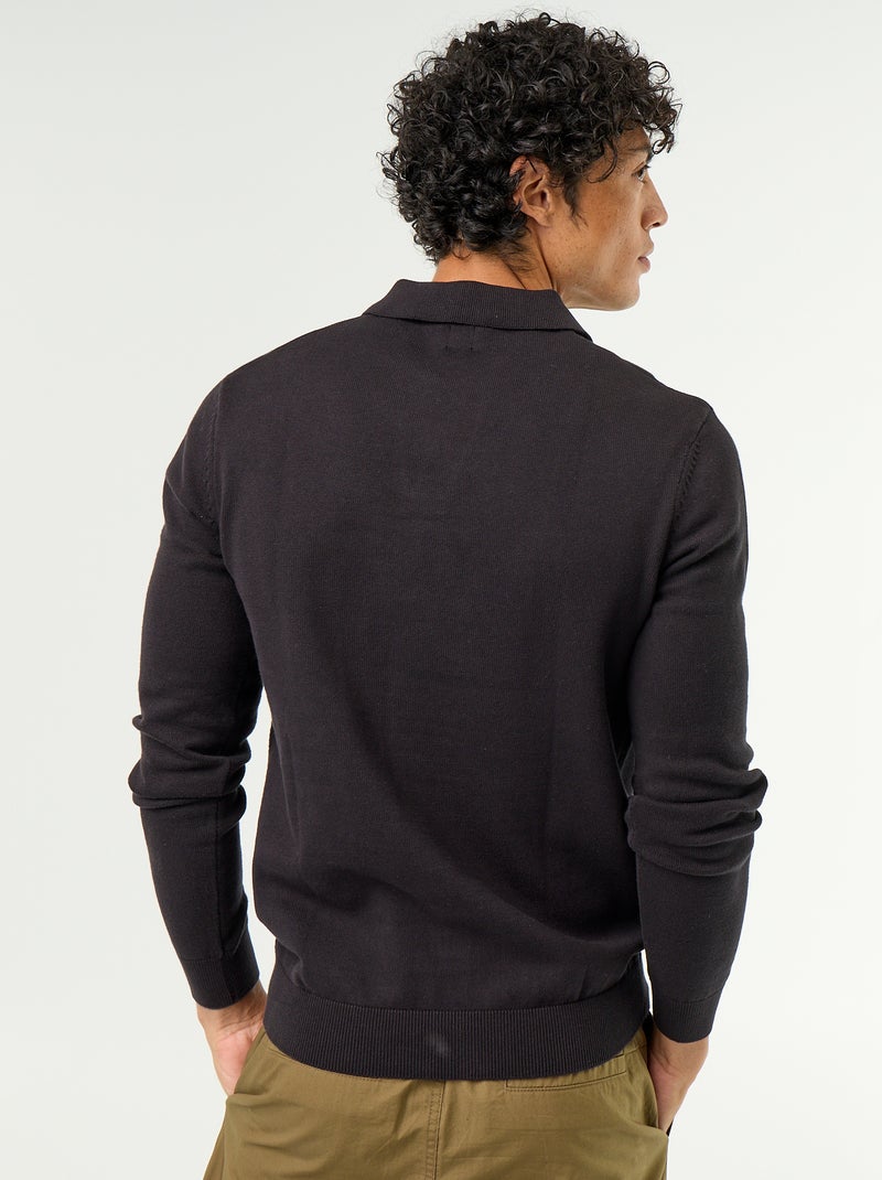 Maglione con collo polo a maniche lunghe Nero - Kiabi