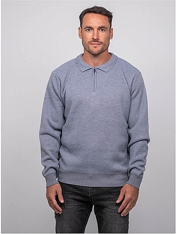 Maglione con collo polo e zip larmoti
