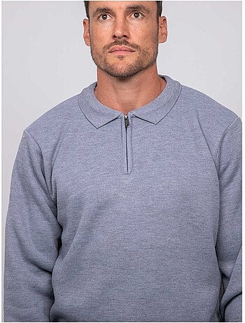 Maglione con collo polo e zip larmoti