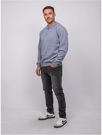 Maglione con collo polo e zip larmoti