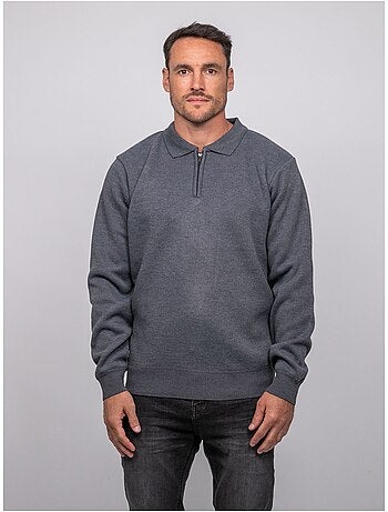 Maglione con collo polo e zip larmoti
