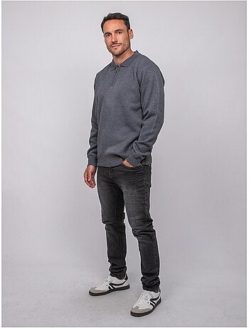 Maglione con collo polo e zip larmoti