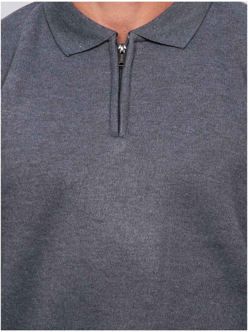 Maglione con collo polo e zip larmoti Grigio scuro - Kiabi