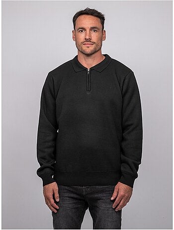 Maglione con collo polo e zip larmoti