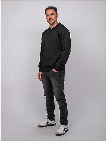 Maglione con collo polo e zip larmoti