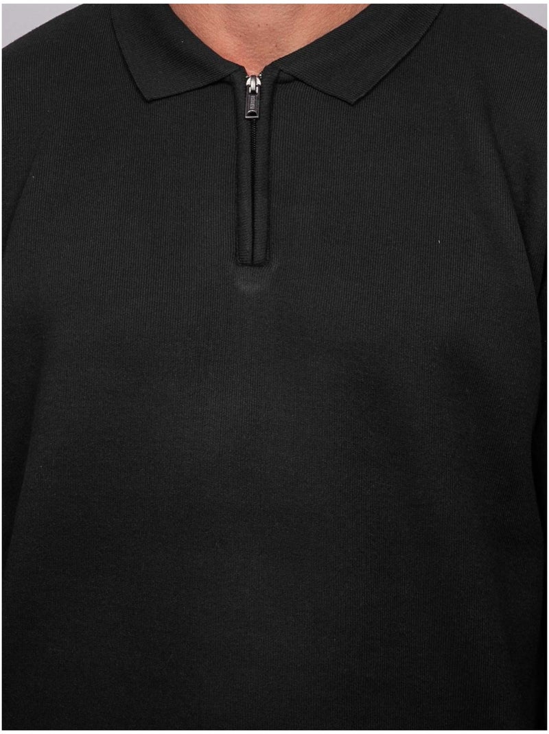 Maglione con collo polo e zip larmoti Nero - Kiabi