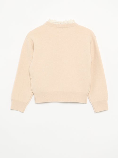 Maglione con collo rotondo effetto 2 in 1 con ricami sangallo - Kiabi