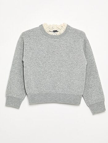 Maglione con collo rotondo effetto 2 in 1 con ricami sangallo