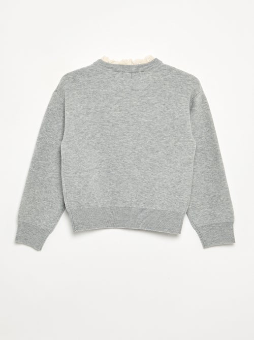 Maglione con collo rotondo effetto 2 in 1 con ricami sangallo - Kiabi