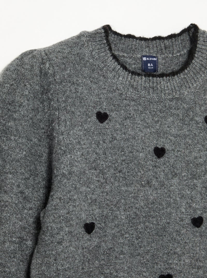 Maglione con \'Cuori\' davanti Grigio - Kiabi