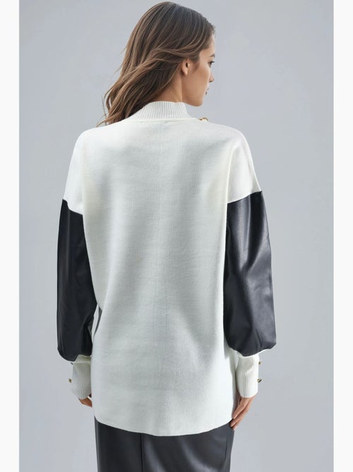 Maglione con dettagli in ecopelle my fashion - Kiabi Maglione con dettagli in ecopelle my fashion - Kiabi