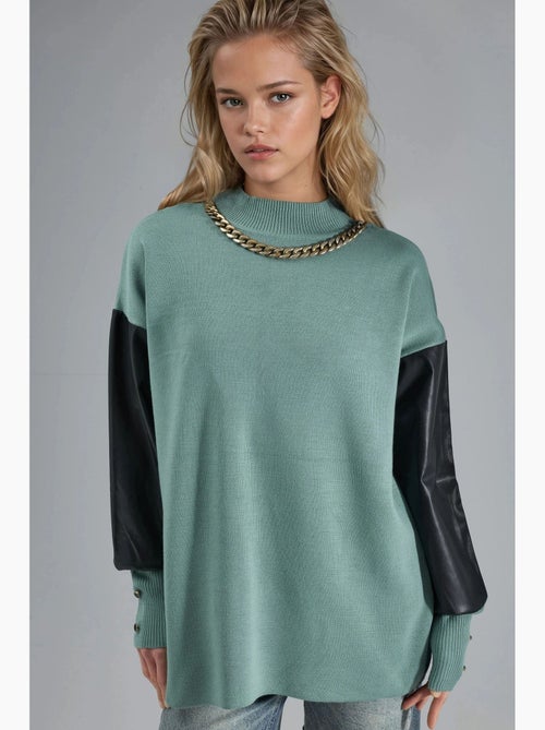 Maglione con dettagli in ecopelle my fashion - Kiabi