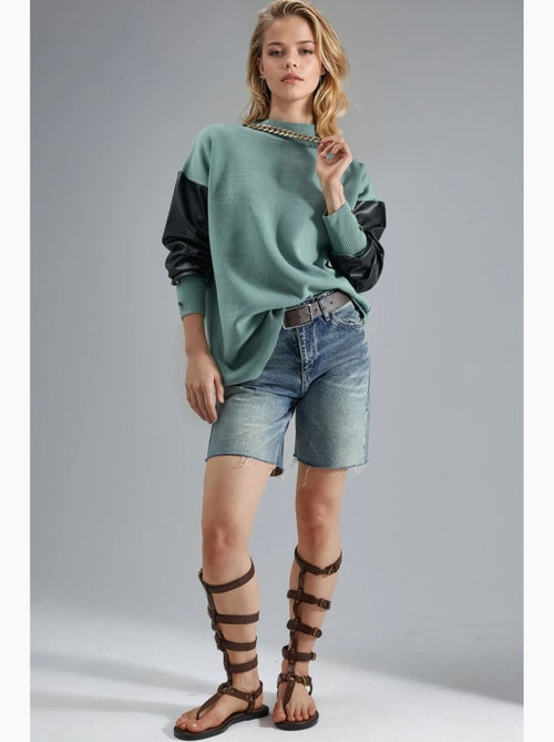 Maglione con dettagli in ecopelle my fashion - Kiabi