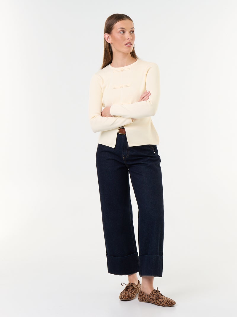 Maglione con dettagli mandarino Beige - Kiabi