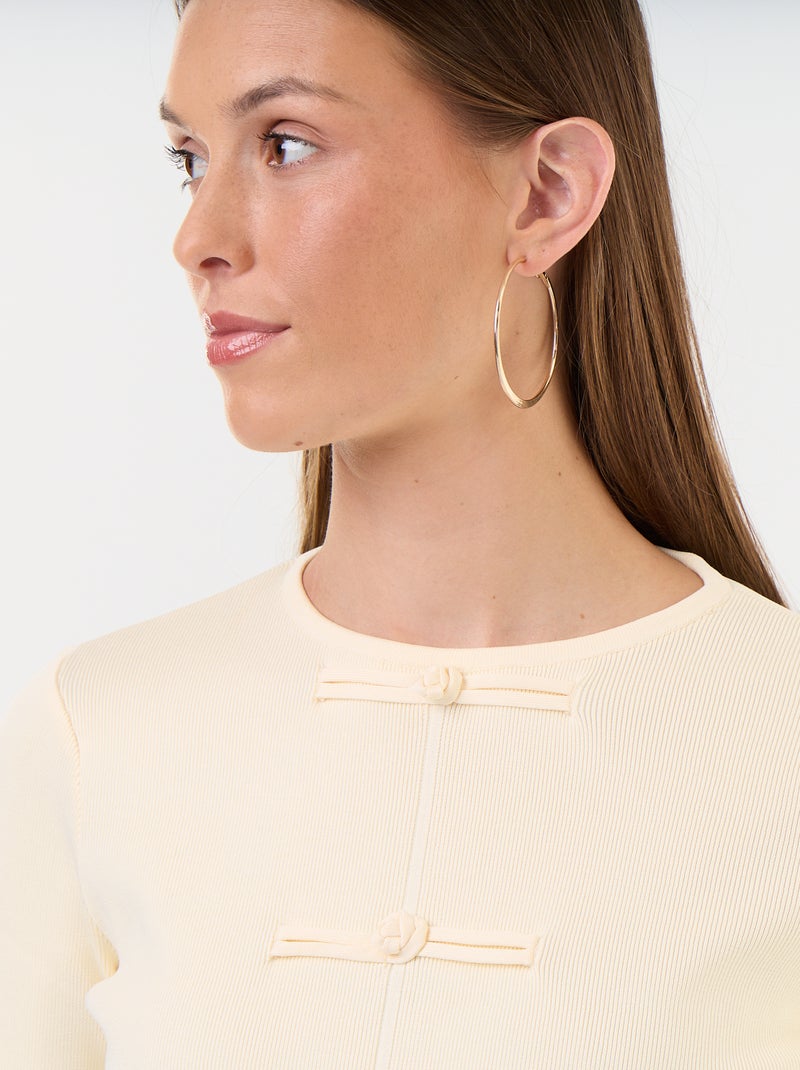 Maglione con dettagli mandarino Beige - Kiabi