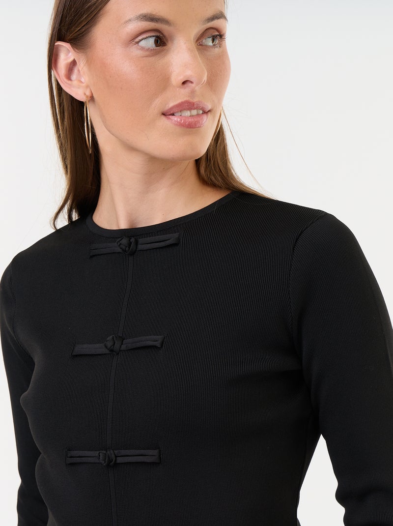 Maglione con dettagli mandarino Nero - Kiabi