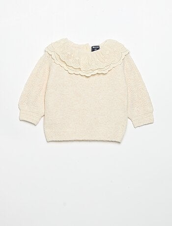 Maglione con doppio colletto fantasia