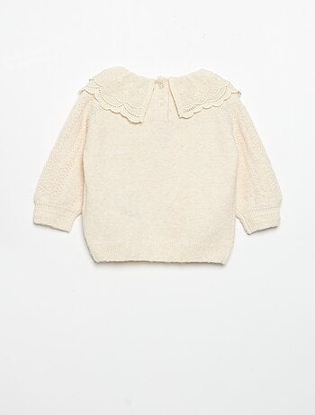 Maglione con doppio colletto fantasia