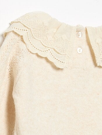 Maglione con doppio colletto fantasia