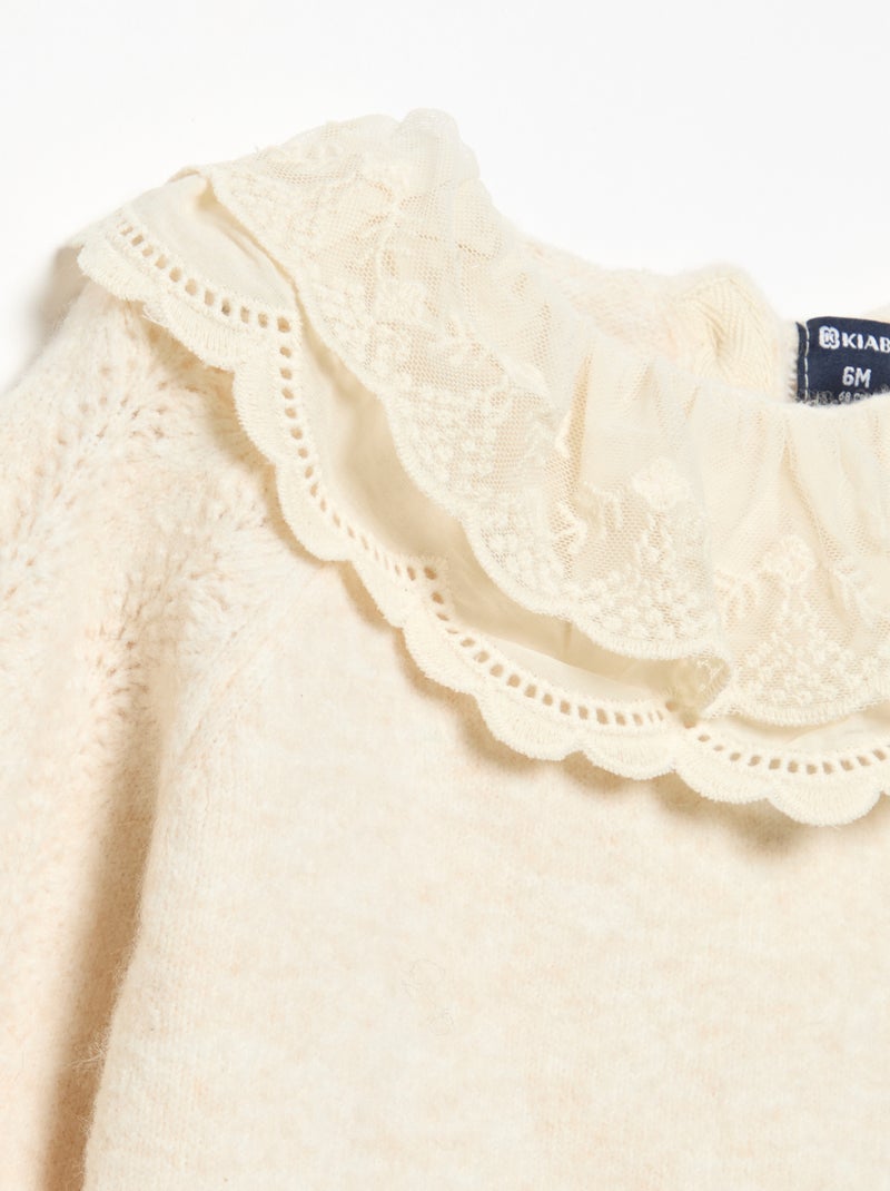 Maglione con doppio colletto fantasia Bianco - Kiabi