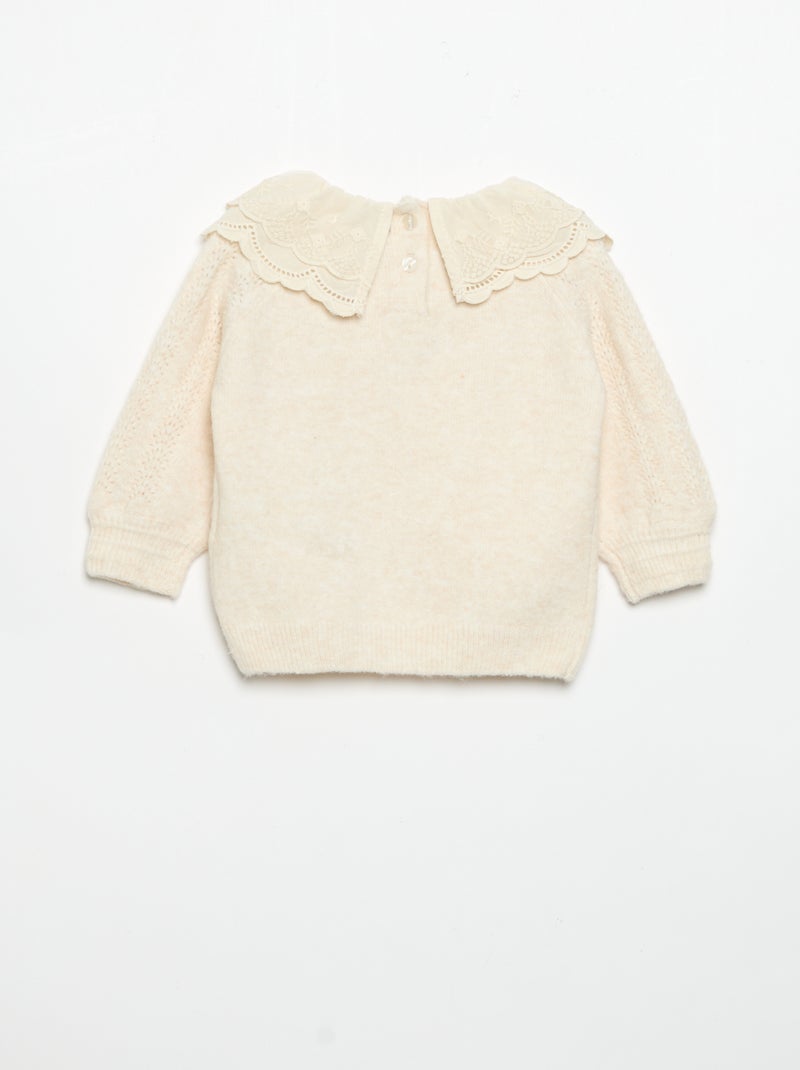 Maglione con doppio colletto fantasia Bianco - Kiabi