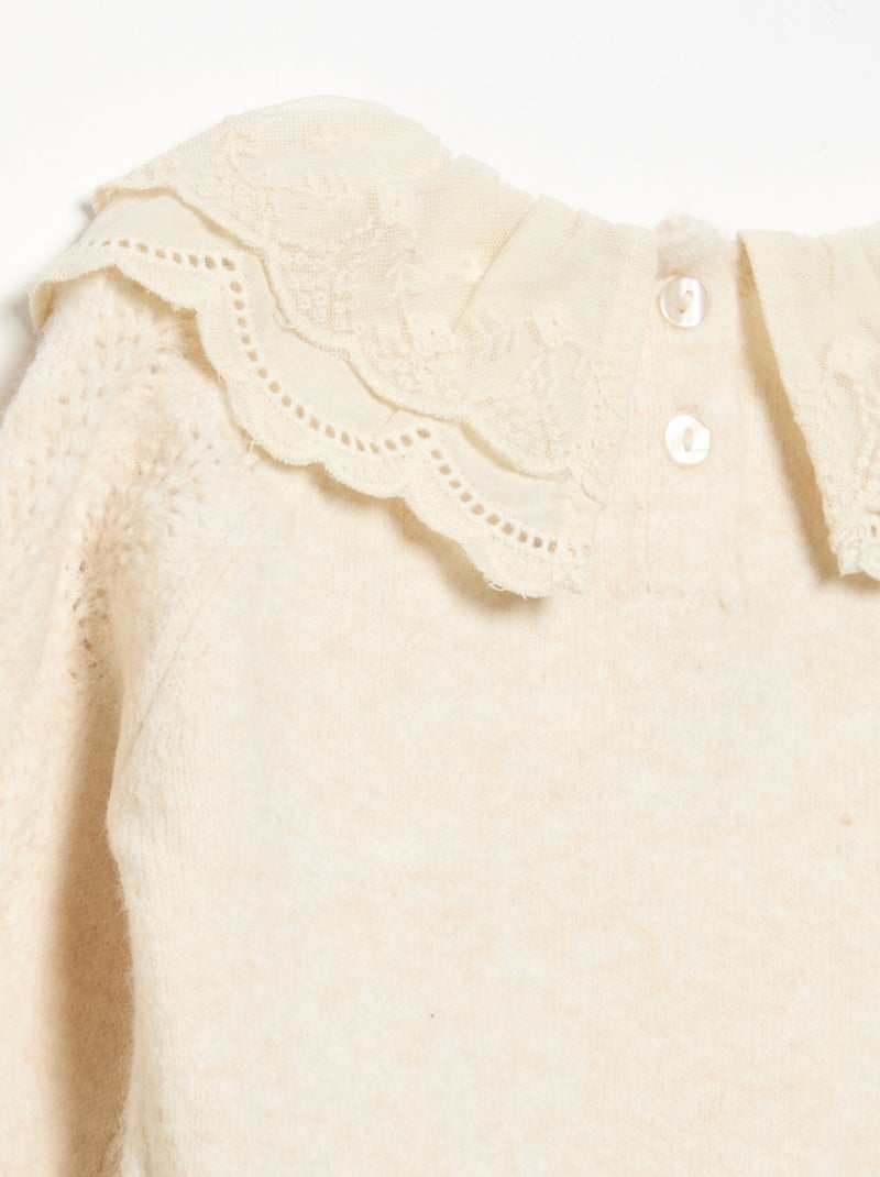 Maglione con doppio colletto fantasia Bianco - Kiabi
