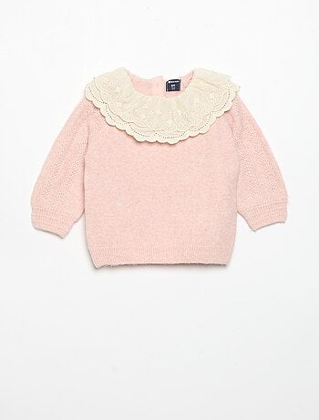Maglione con doppio colletto fantasia