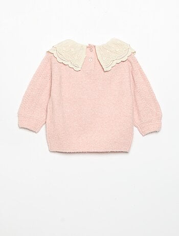 Maglione con doppio colletto fantasia