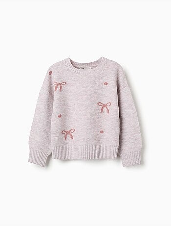 Maglione con fiocchi e pois jacquard