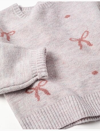 Maglione con fiocchi e pois jacquard