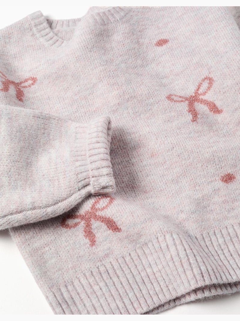 Maglione con fiocchi e pois jacquard Rosa chiaro - Kiabi