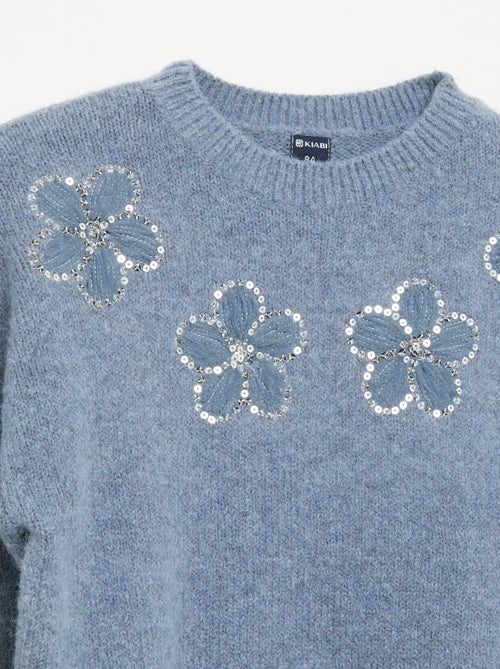 Maglione con fiori ricamati e paillettes - Kiabi
