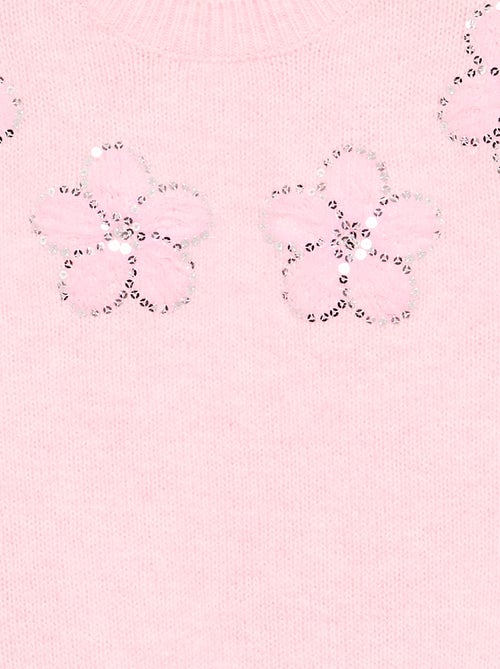 Maglione con fiori ricamati e paillettes - Kiabi