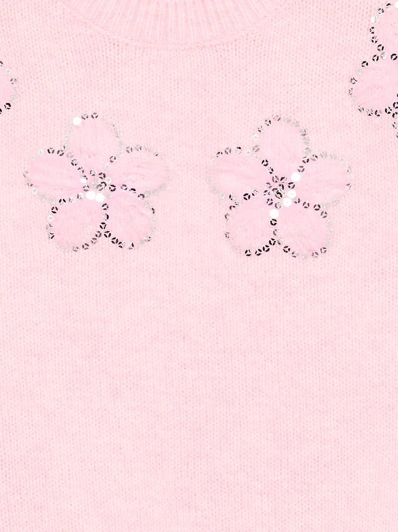 Maglione con fiori ricamati e paillettes Rosa - Kiabi