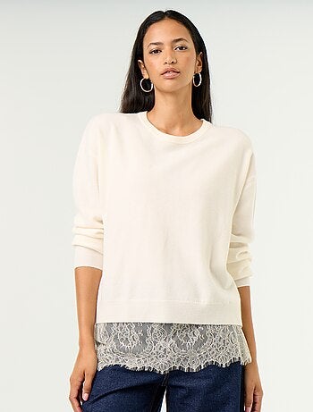 Maglione con inserto in pizzo