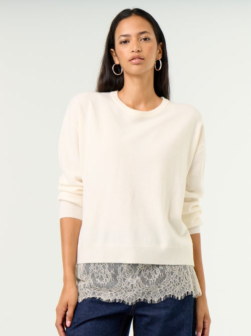 Maglione con inserto in pizzo - Kiabi