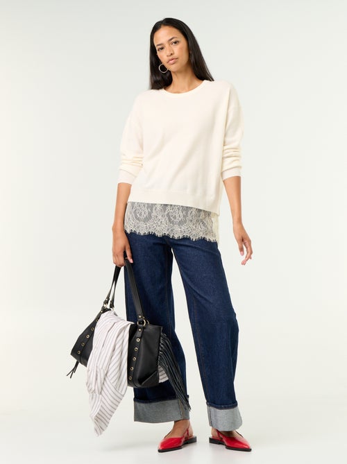 Maglione con inserto in pizzo - Kiabi