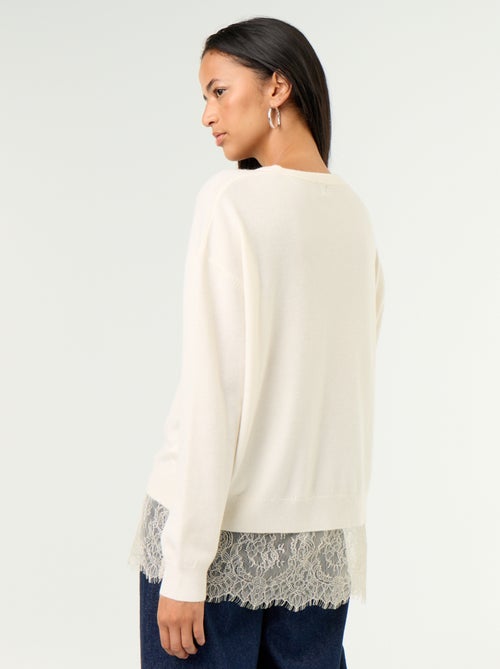 Maglione con inserto in pizzo - Kiabi