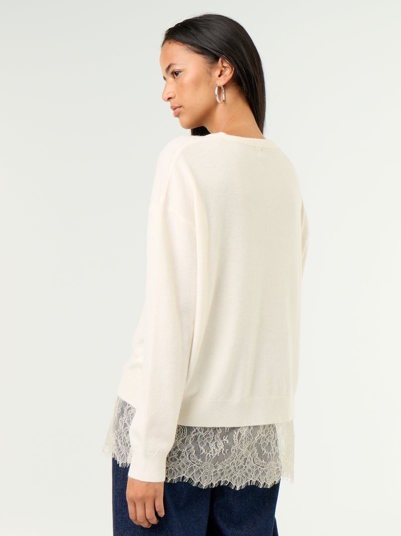 Maglione con inserto in pizzo Bianco - Kiabi