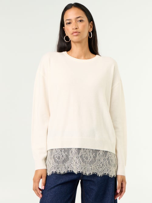 Maglione con inserto in pizzo - Kiabi