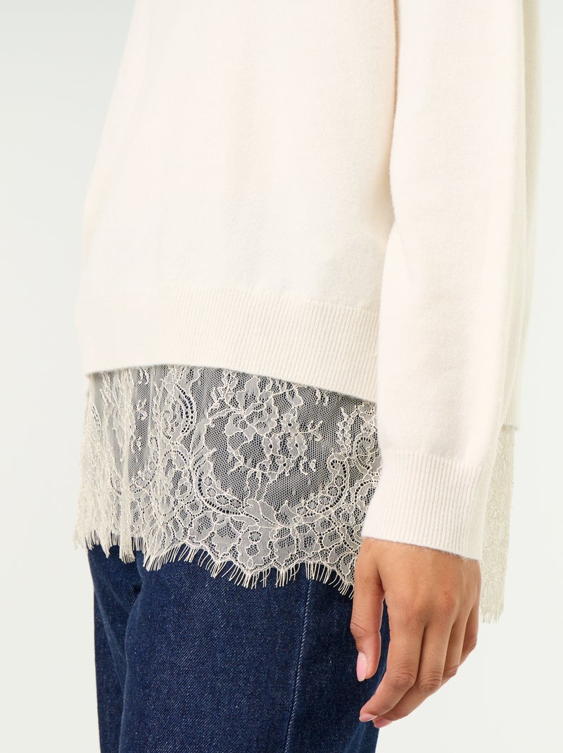 Maglione con inserto in pizzo Bianco - Kiabi