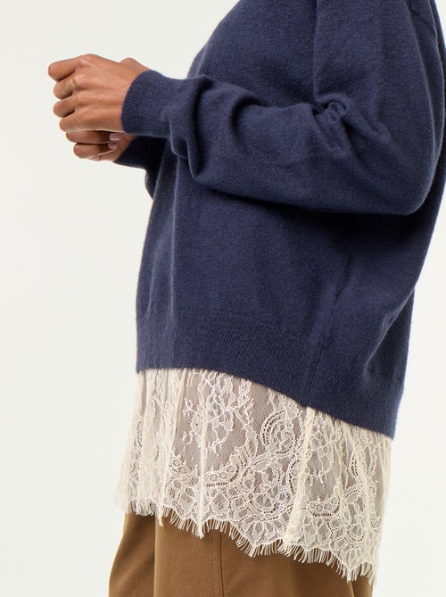 Maglione con inserto in pizzo - Kiabi