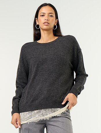 Maglione con inserto in pizzo