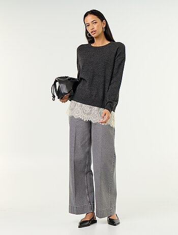 Maglione con inserto in pizzo