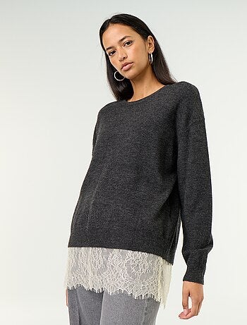 Maglione con inserto in pizzo