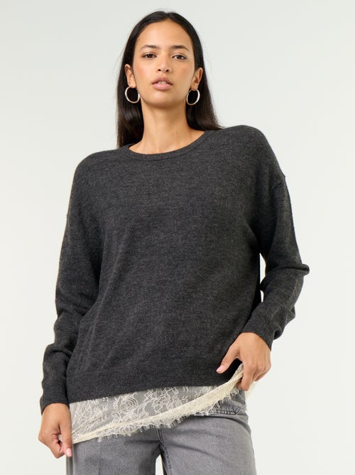 Maglione con inserto in pizzo - Kiabi