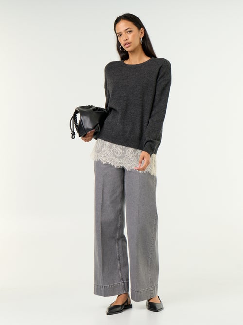 Maglione con inserto in pizzo - Kiabi