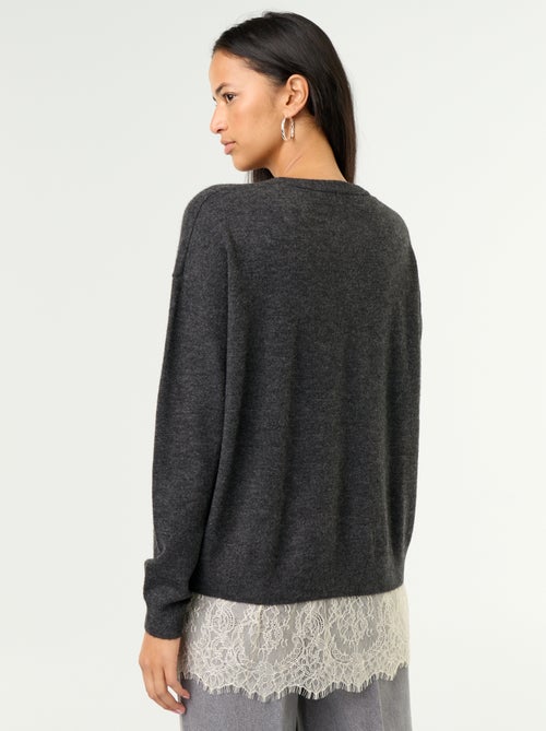 Maglione con inserto in pizzo - Kiabi