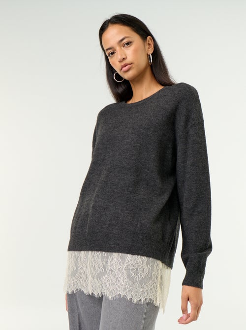 Maglione con inserto in pizzo - Kiabi