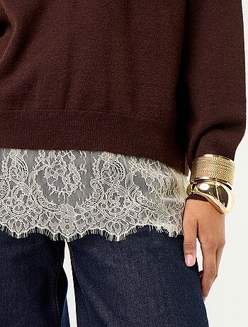Maglione con inserto in pizzo
